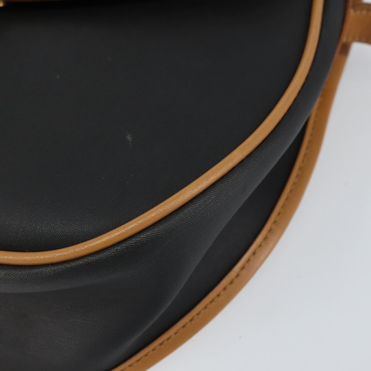 Christian Dior Shoulder Bag PVC Leather Black Gold Auth 155201