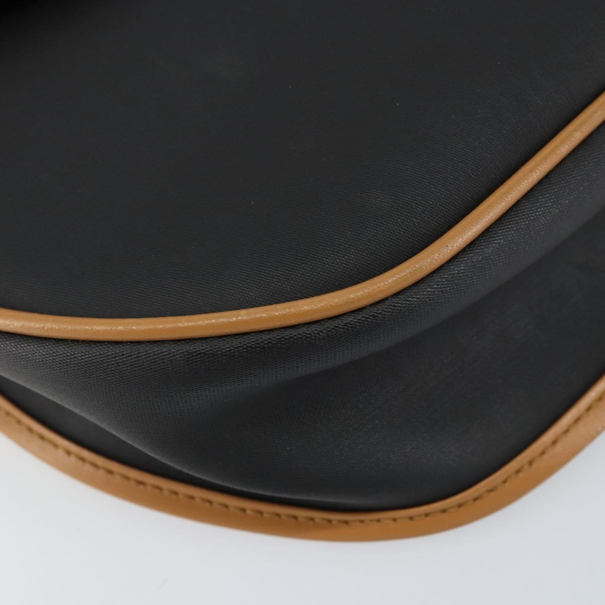 Christian Dior Shoulder Bag PVC Leather Black Gold Auth 155201