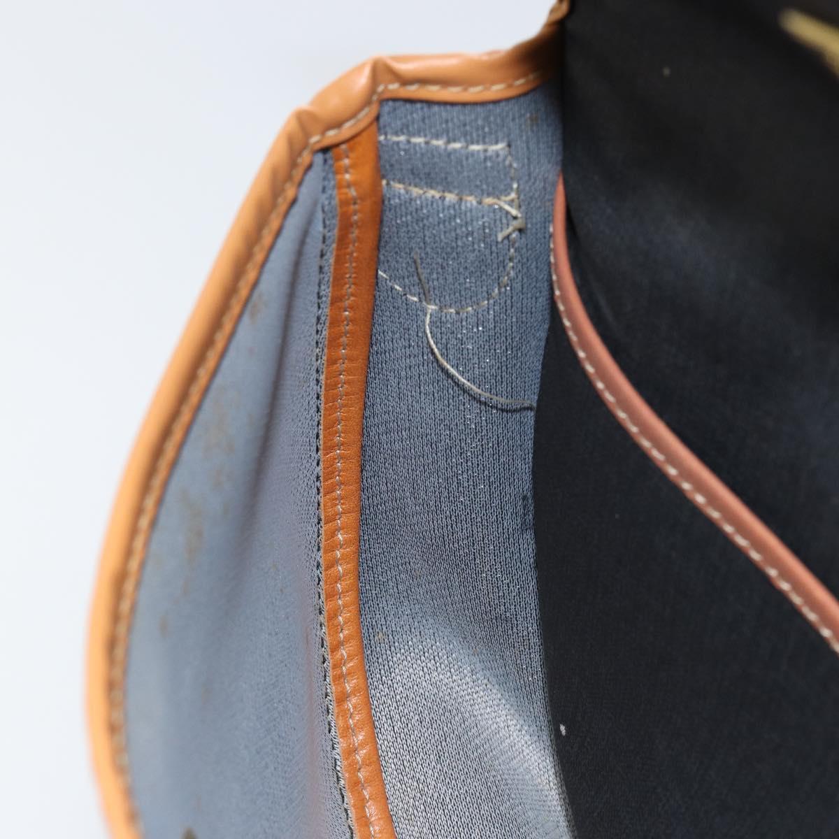 Christian Dior Shoulder Bag PVC Leather Black Gold Auth 155201