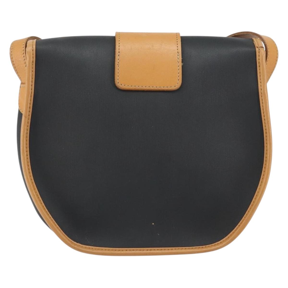 Christian Dior Shoulder Bag PVC Leather Black Gold Auth 155201