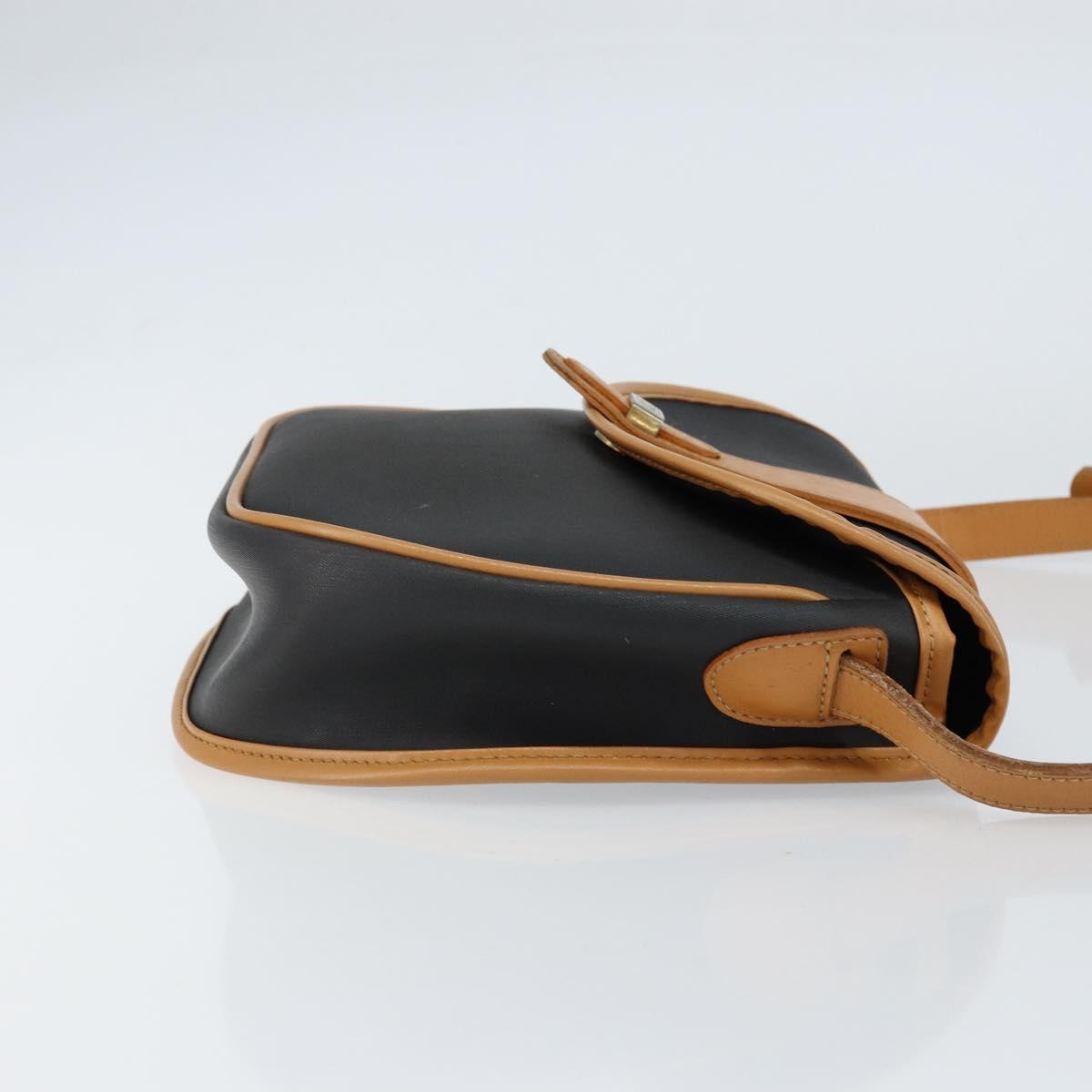 Christian Dior Shoulder Bag PVC Leather Black Gold Auth 155201