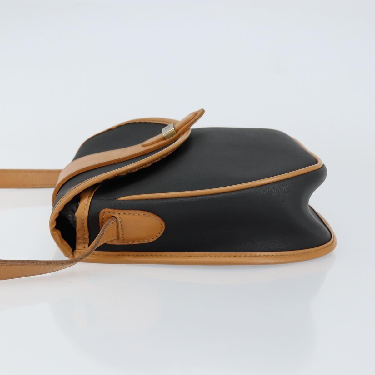 Christian Dior Shoulder Bag PVC Leather Black Gold Auth 155201