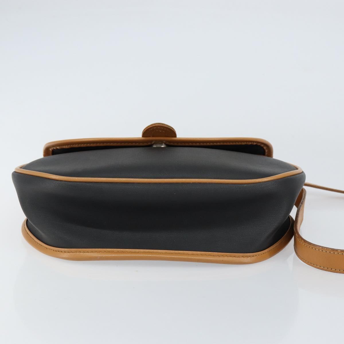 Christian Dior Shoulder Bag PVC Leather Black Gold Auth 155201