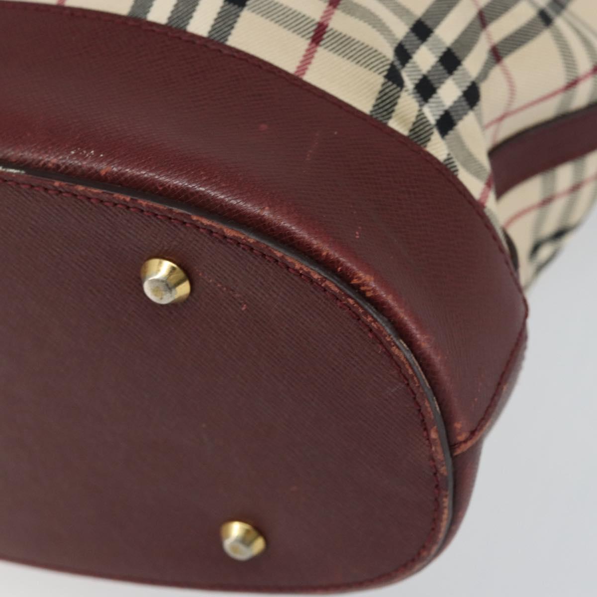 BURBERRY Nova Check Tote Bag Canvas Beige Gold Auth 155202