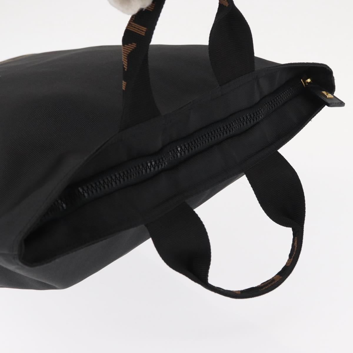 FENDI Hand Bag Nylon Black Auth 155203
