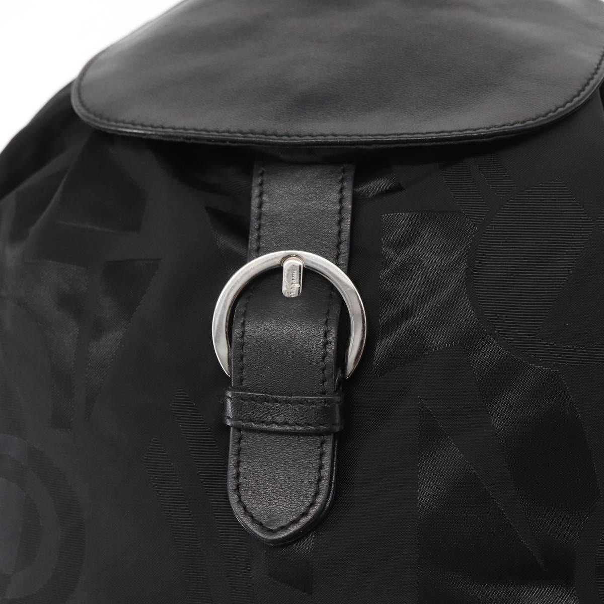 Salvatore Ferragamo Gancini Backpack Nylon Black Silver Auth 155204