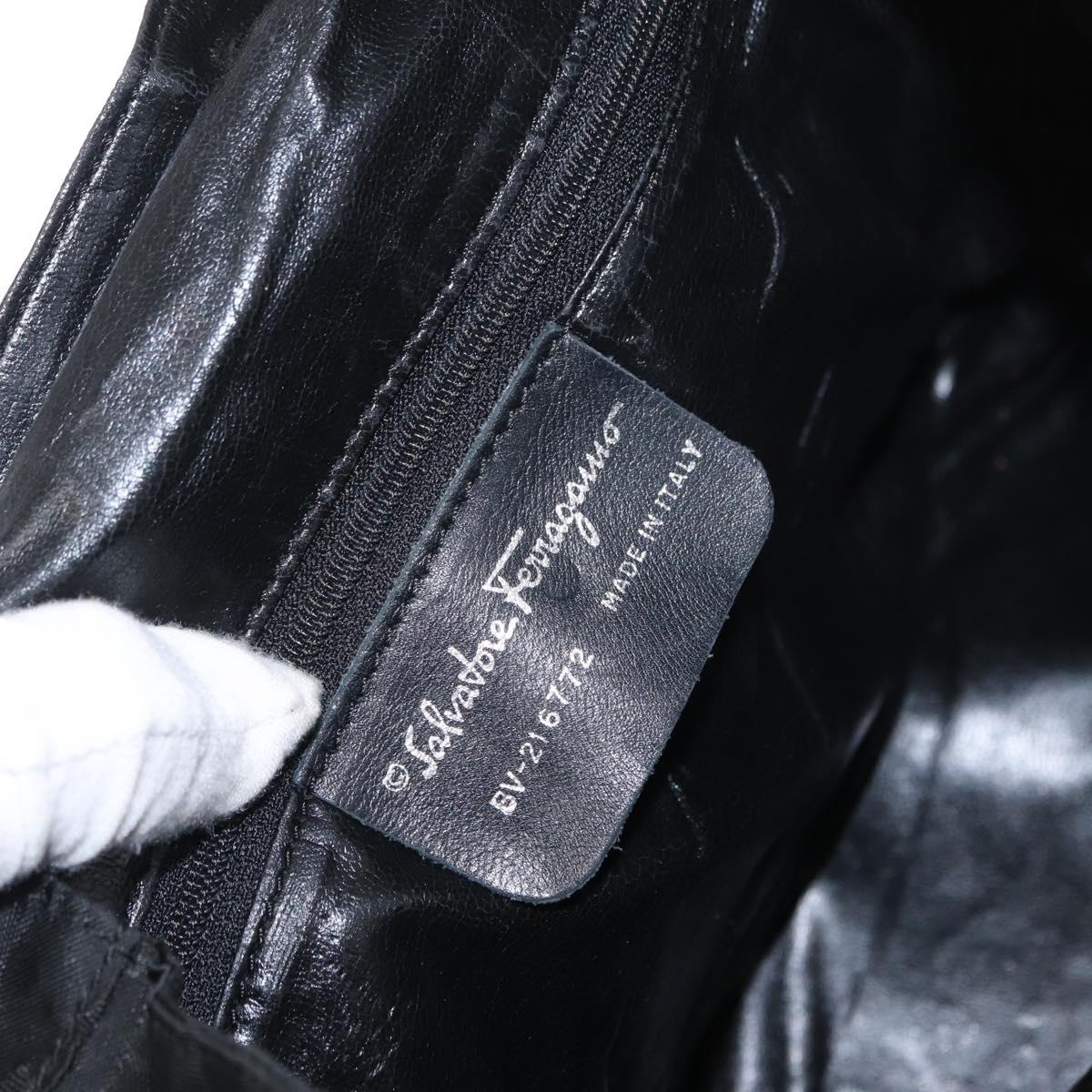 Salvatore Ferragamo Gancini Backpack Nylon Black Silver Auth 155204
