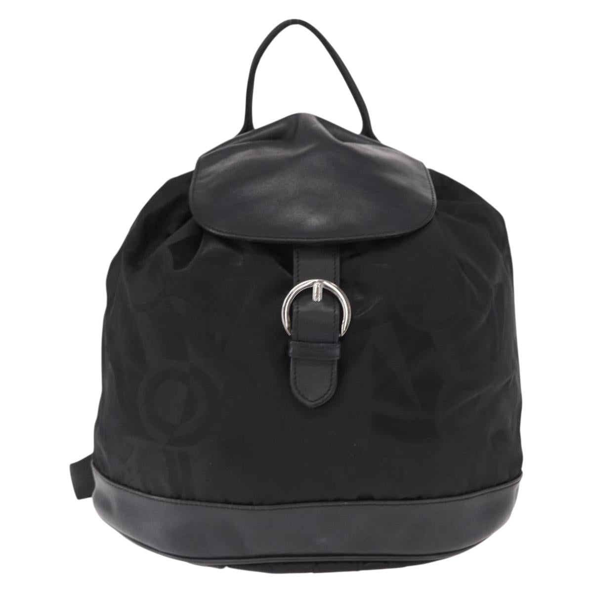 Salvatore Ferragamo Gancini Backpack Nylon Black Silver Auth 155204