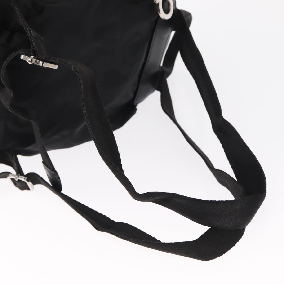 Salvatore Ferragamo Gancini Backpack Nylon Black Silver Auth 155204