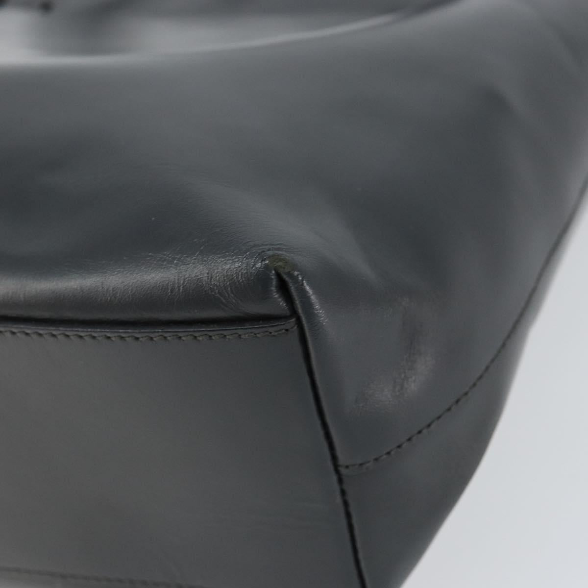 PRADA Tote Bag Leather Black Silver Auth 155205