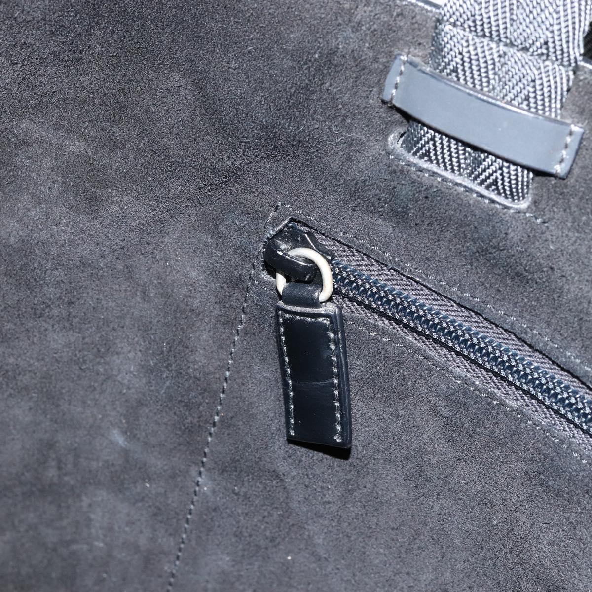 PRADA Tote Bag Leather Black Silver Auth 155205