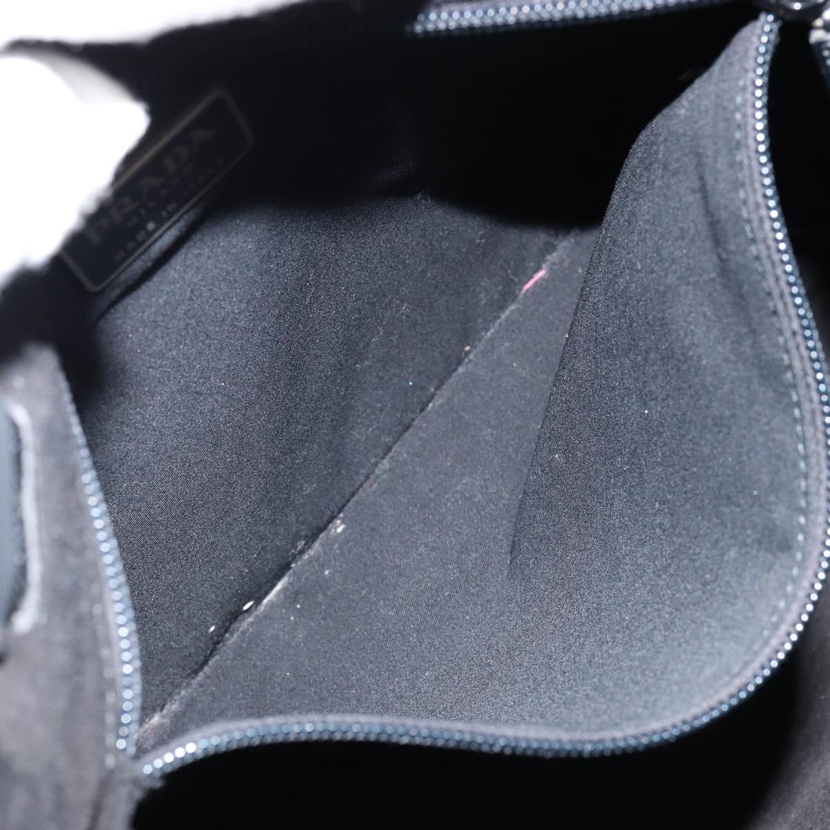 PRADA Tote Bag Leather Black Silver Auth 155205