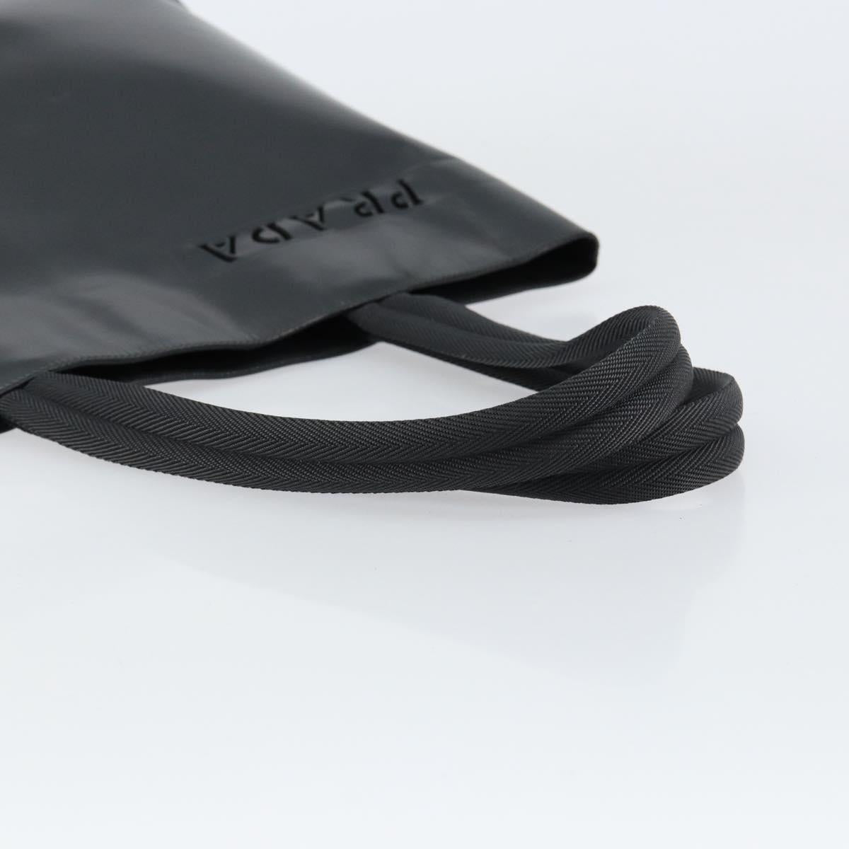 PRADA Tote Bag Leather Black Silver Auth 155205