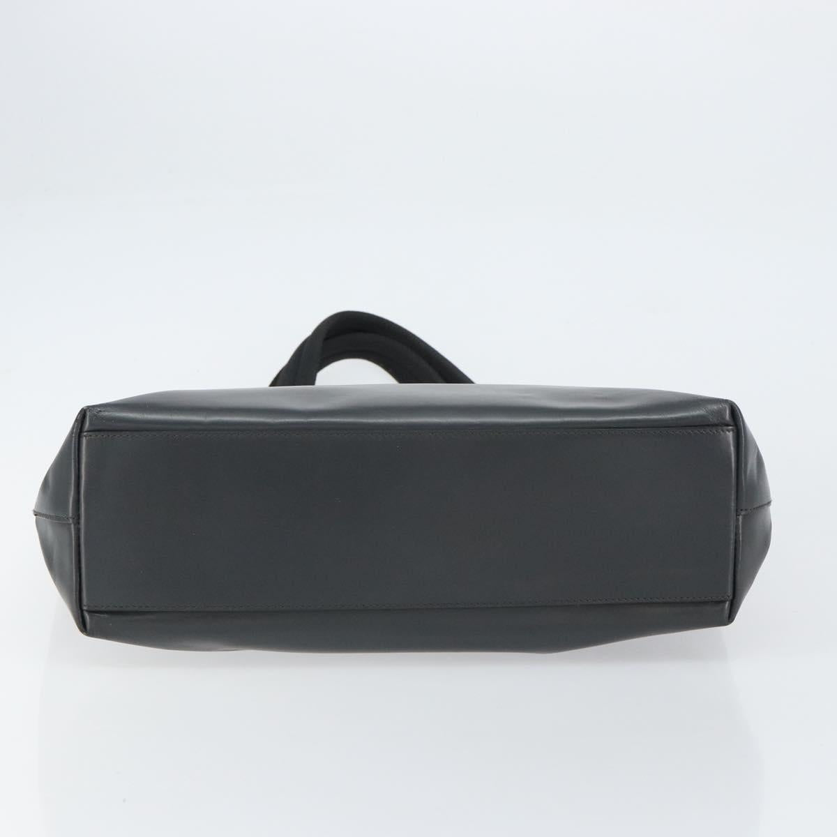 PRADA Tote Bag Leather Black Silver Auth 155205