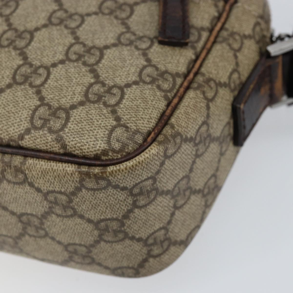 GUCCI GG Supreme Shoulder Bag PVC Beige Silver 114291 Auth 155206