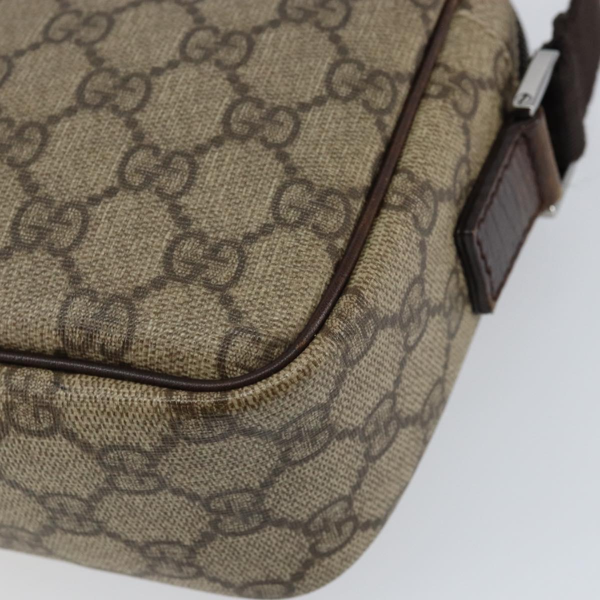 GUCCI GG Supreme Shoulder Bag PVC Beige Silver 114291 Auth 155206