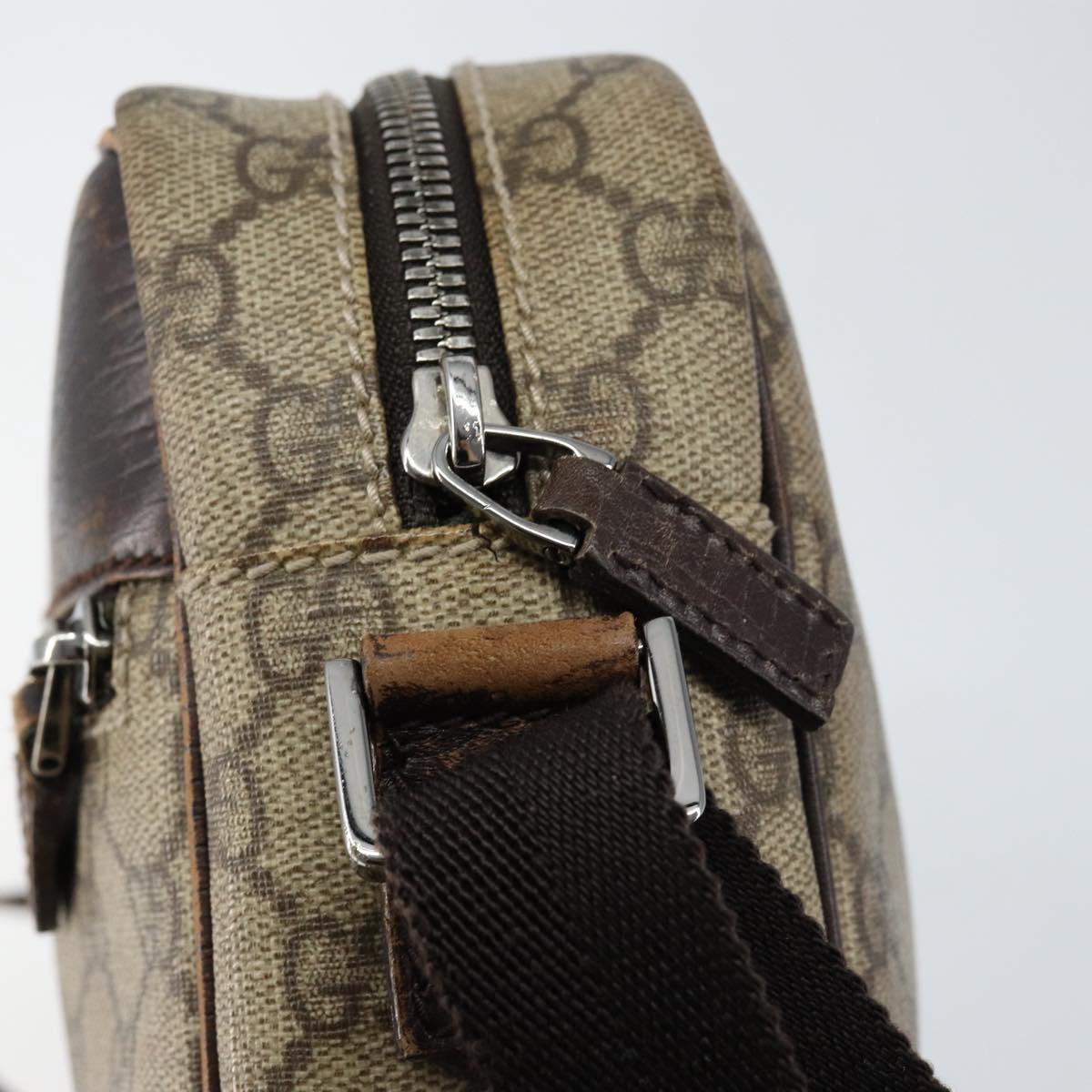 GUCCI GG Supreme Shoulder Bag PVC Beige Silver 114291 Auth 155206