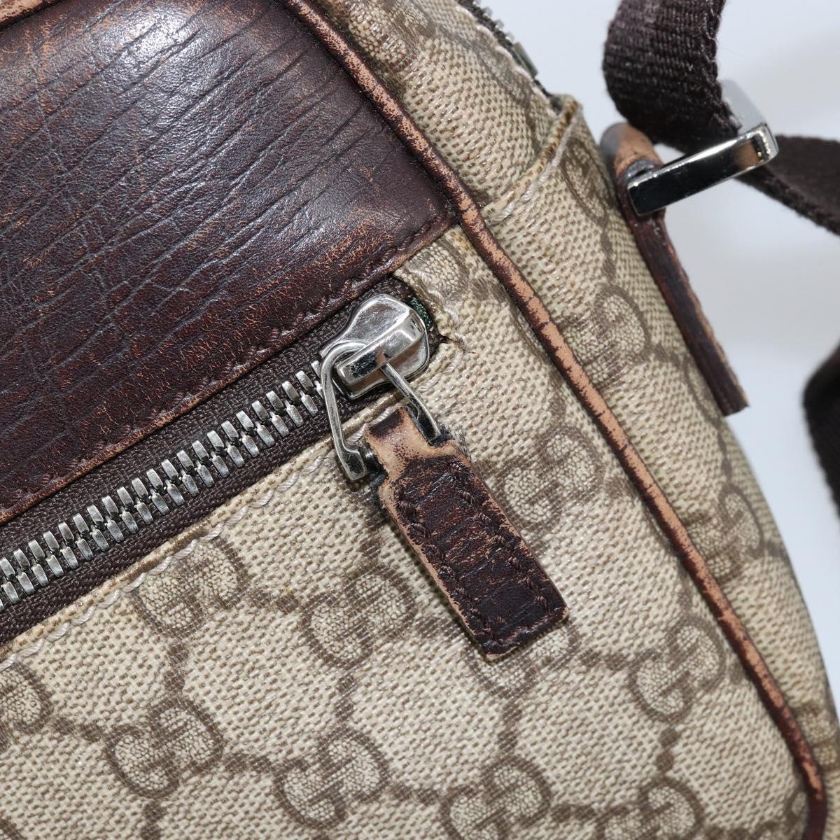 GUCCI GG Supreme Shoulder Bag PVC Beige Silver 114291 Auth 155206