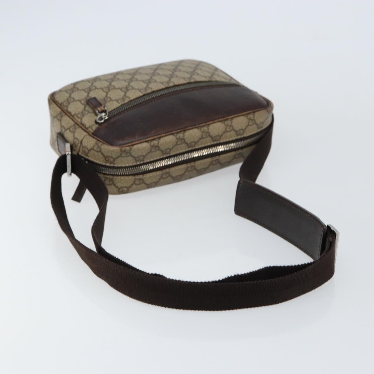 GUCCI GG Supreme Shoulder Bag PVC Beige Silver 114291 Auth 155206