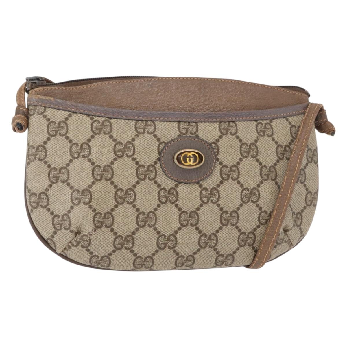 GUCCI GG Supreme Shoulder Bag PVC Beige 904 02 020 Auth 155207