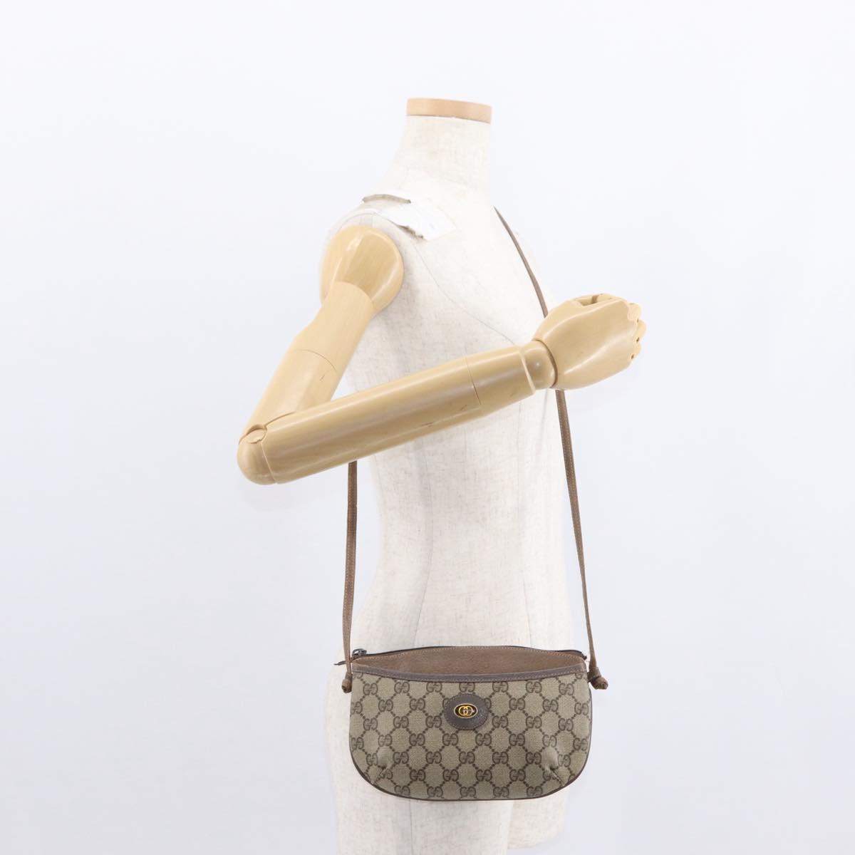 GUCCI GG Supreme Shoulder Bag PVC Beige 904 02 020 Auth 155207