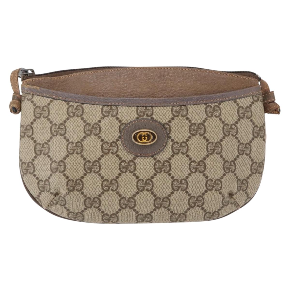 GUCCI GG Supreme Shoulder Bag PVC Beige 904 02 020 Auth 155207