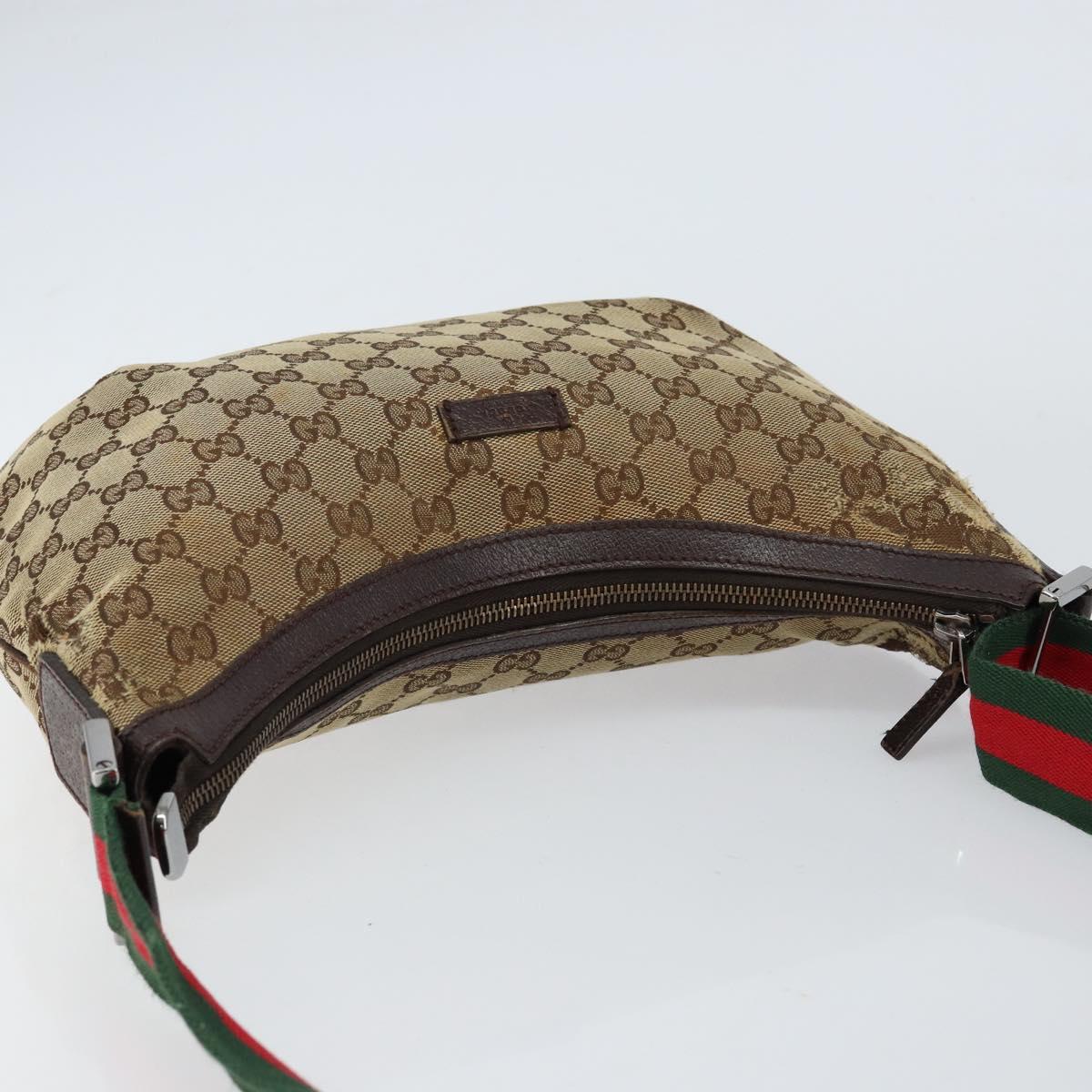 GUCCI GG Canvas Web Sherry Line Shoulder Bag Beige Red Green 181092 Auth 155208