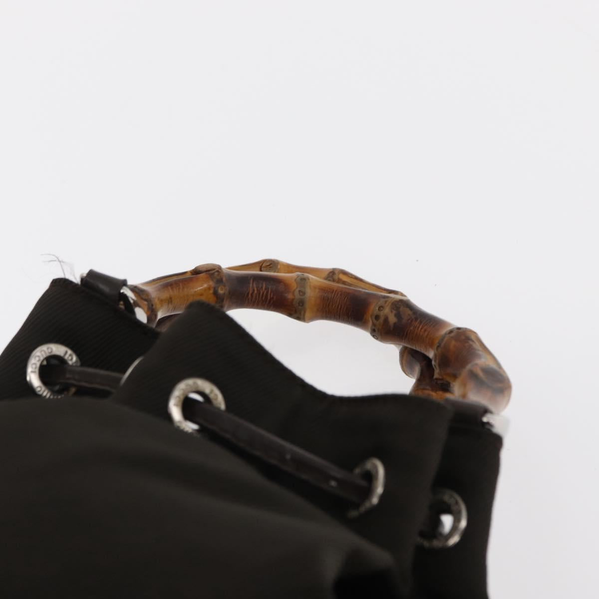 GUCCI Bamboo Hand Bag Nylon 2way Khaki Silver 003 2854 0060 5 Auth 155210