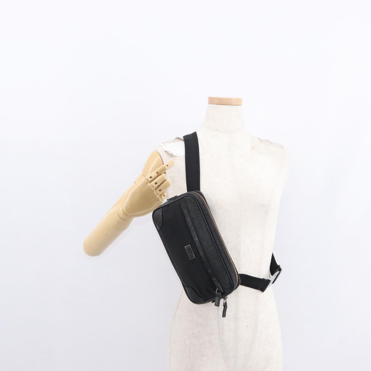 GUCCI Guccissima Waist bag Nylon Black 162417 Auth 155211