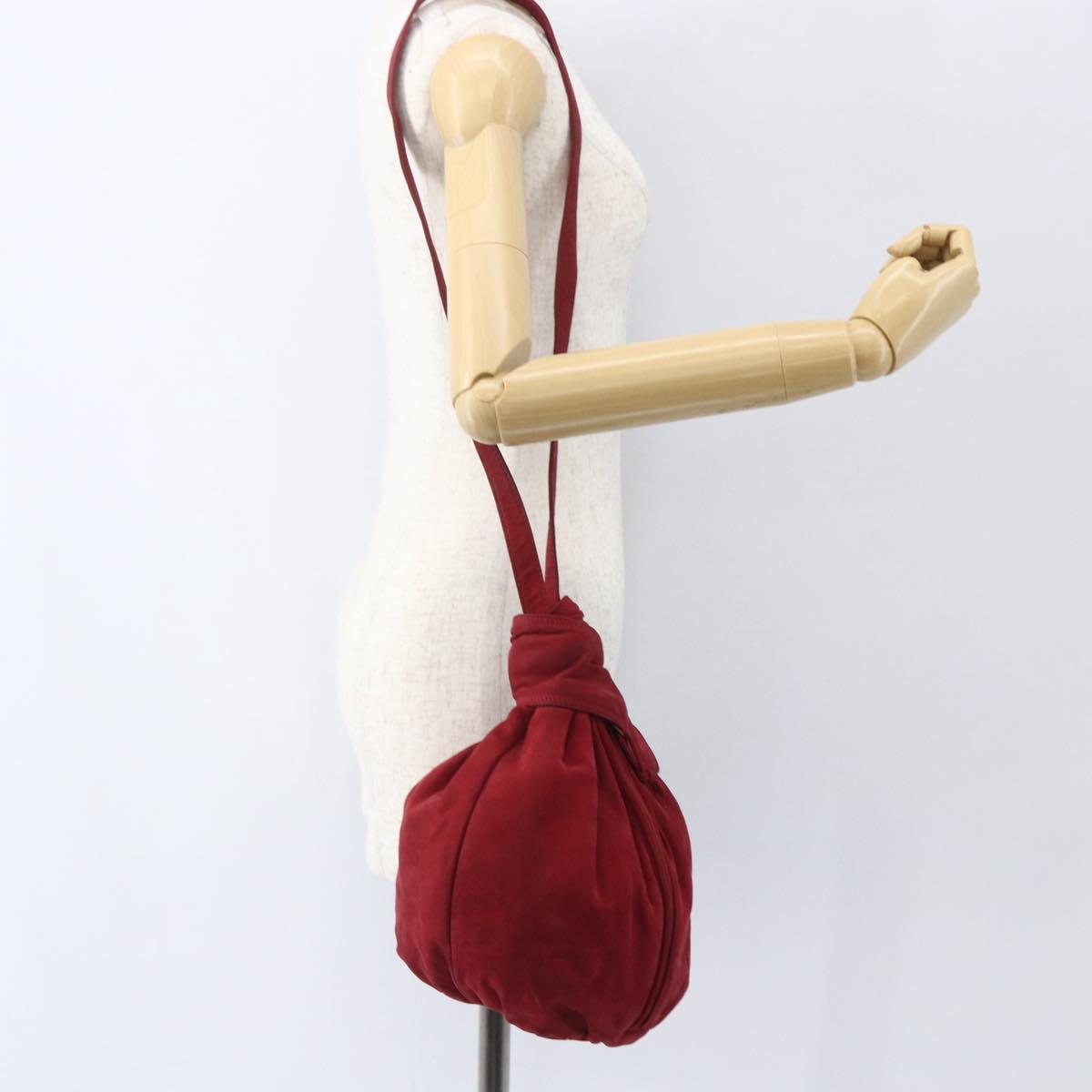 LOEWE Shoulder Bag Suede Red Auth 155213