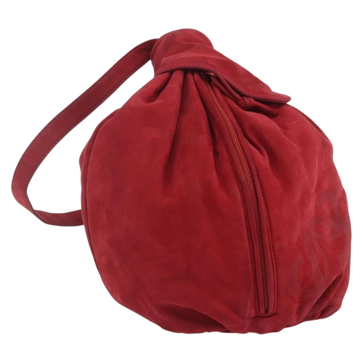 LOEWE Shoulder Bag Suede Red Auth 155213