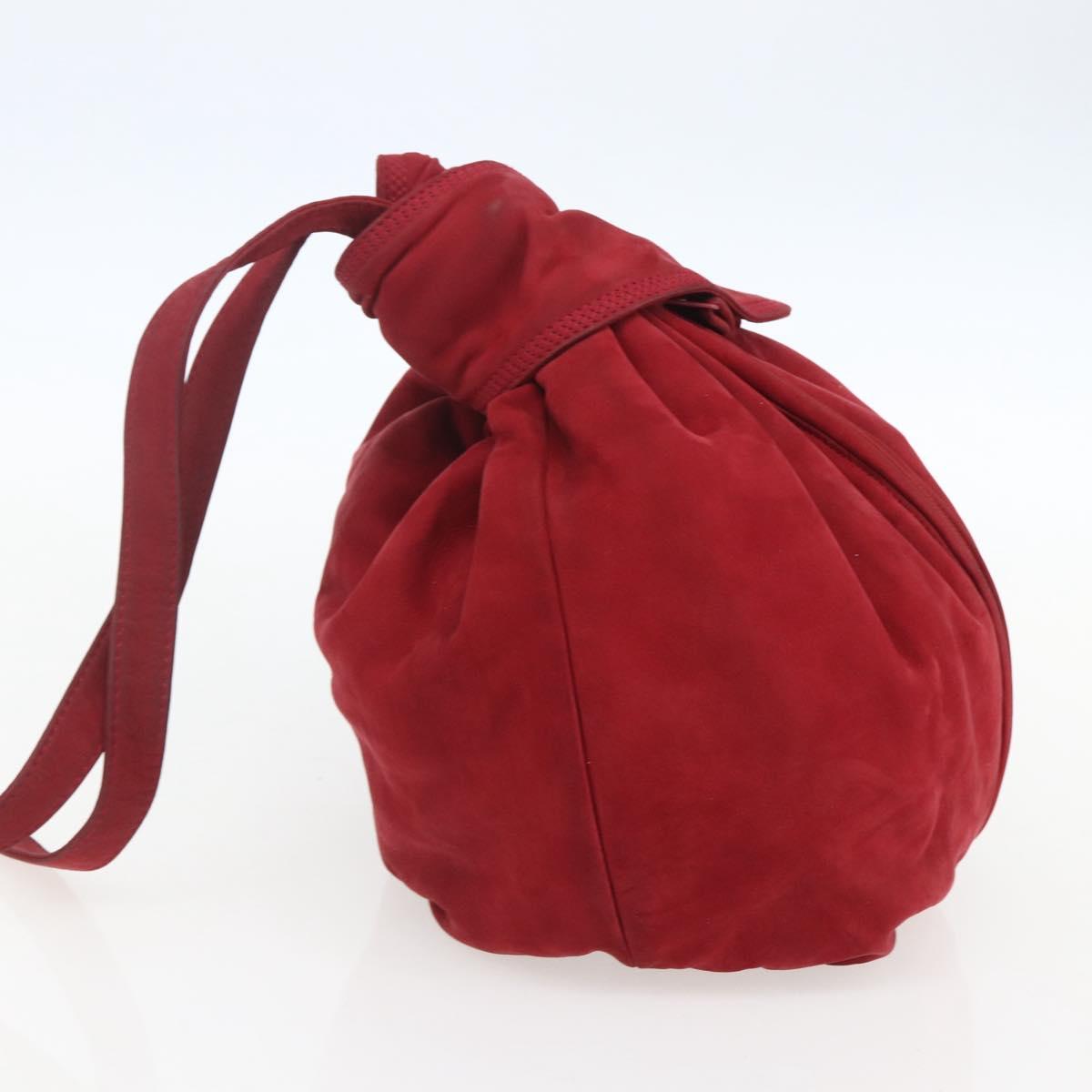 LOEWE Shoulder Bag Suede Red Auth 155213