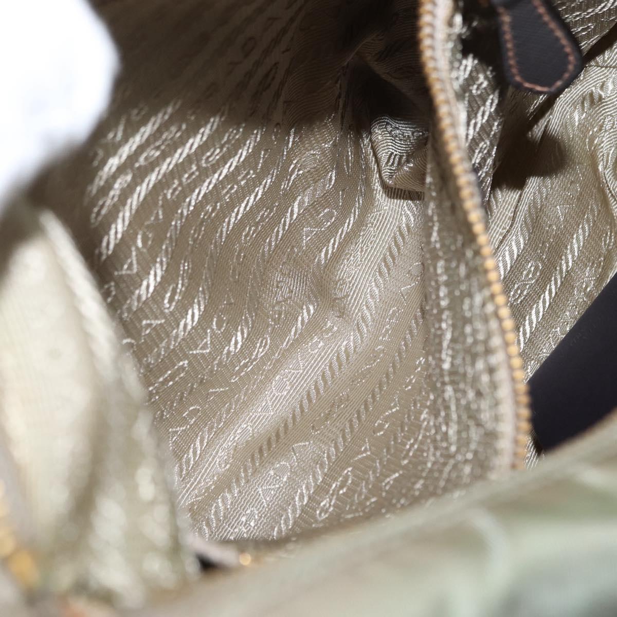 PRADA Shoulder Bag Nylon Green Gold Auth 155214