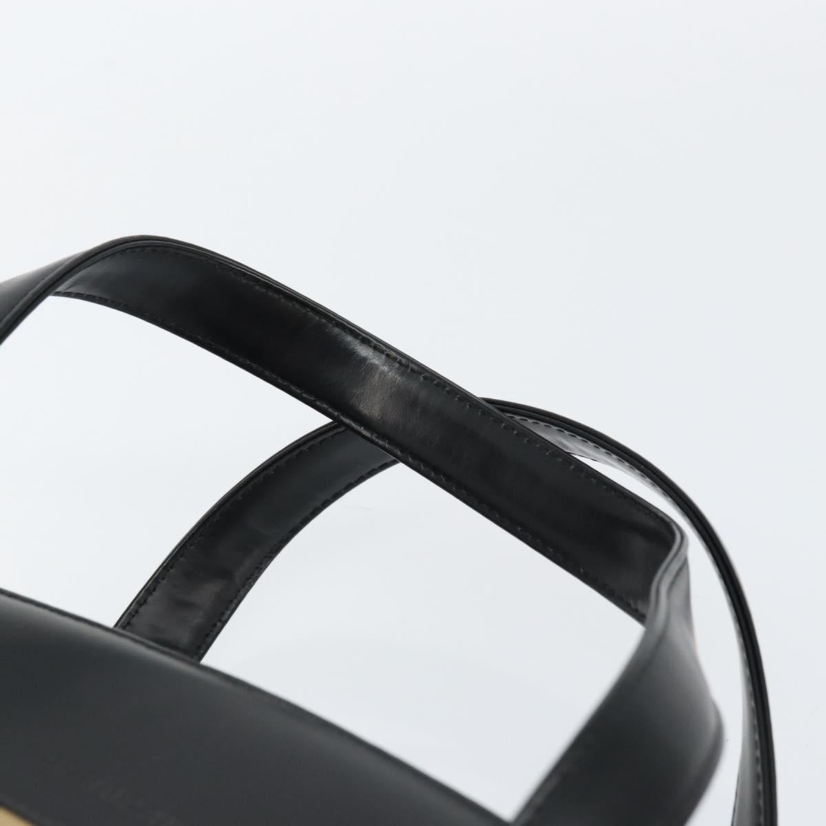 BURBERRY Hand Bag Leather Black Silver Auth 155218