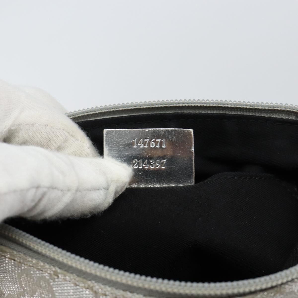 GUCCI GG Canvas Shoulder Bag Silver 147671 Auth 155220