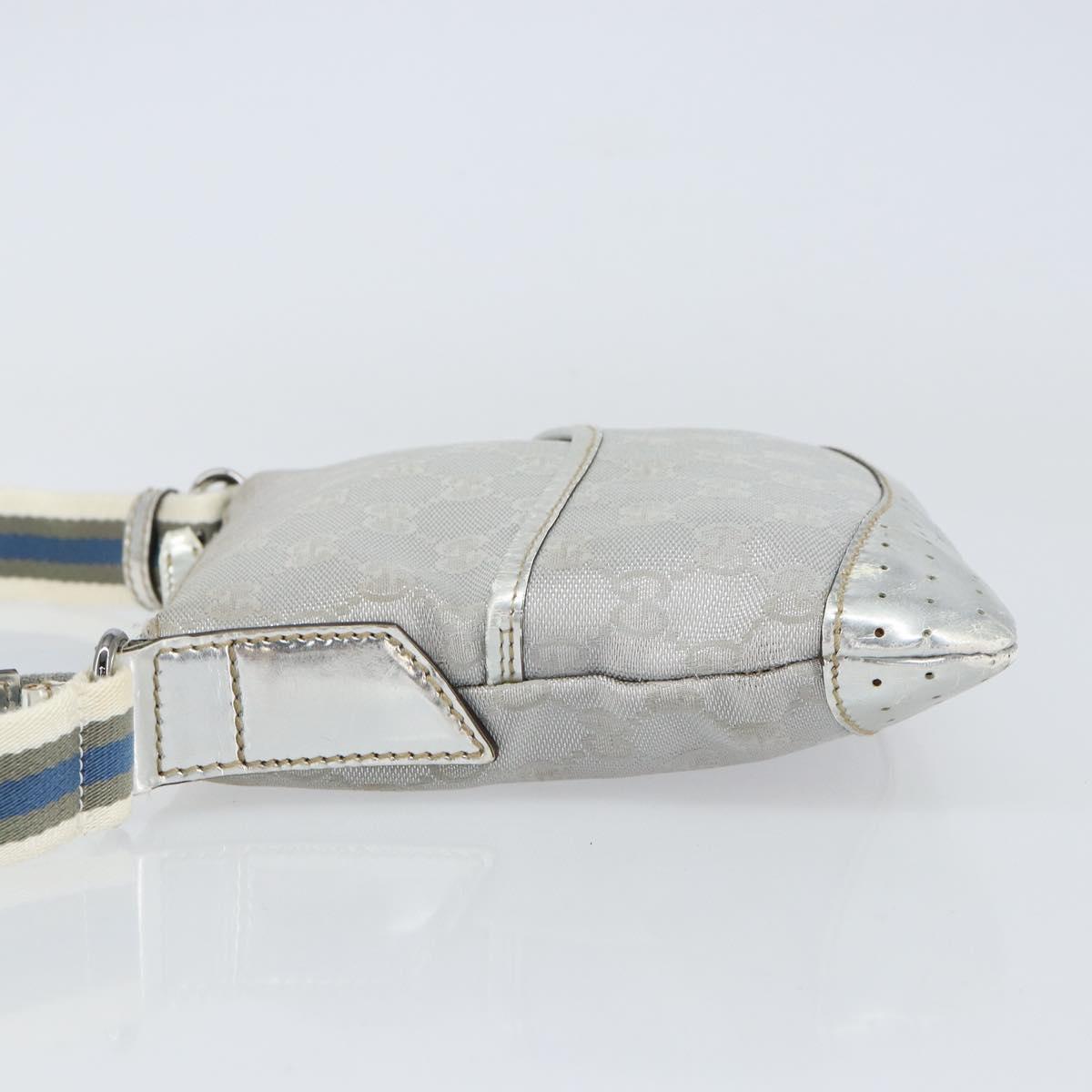 GUCCI GG Canvas Shoulder Bag Silver 147671 Auth 155220