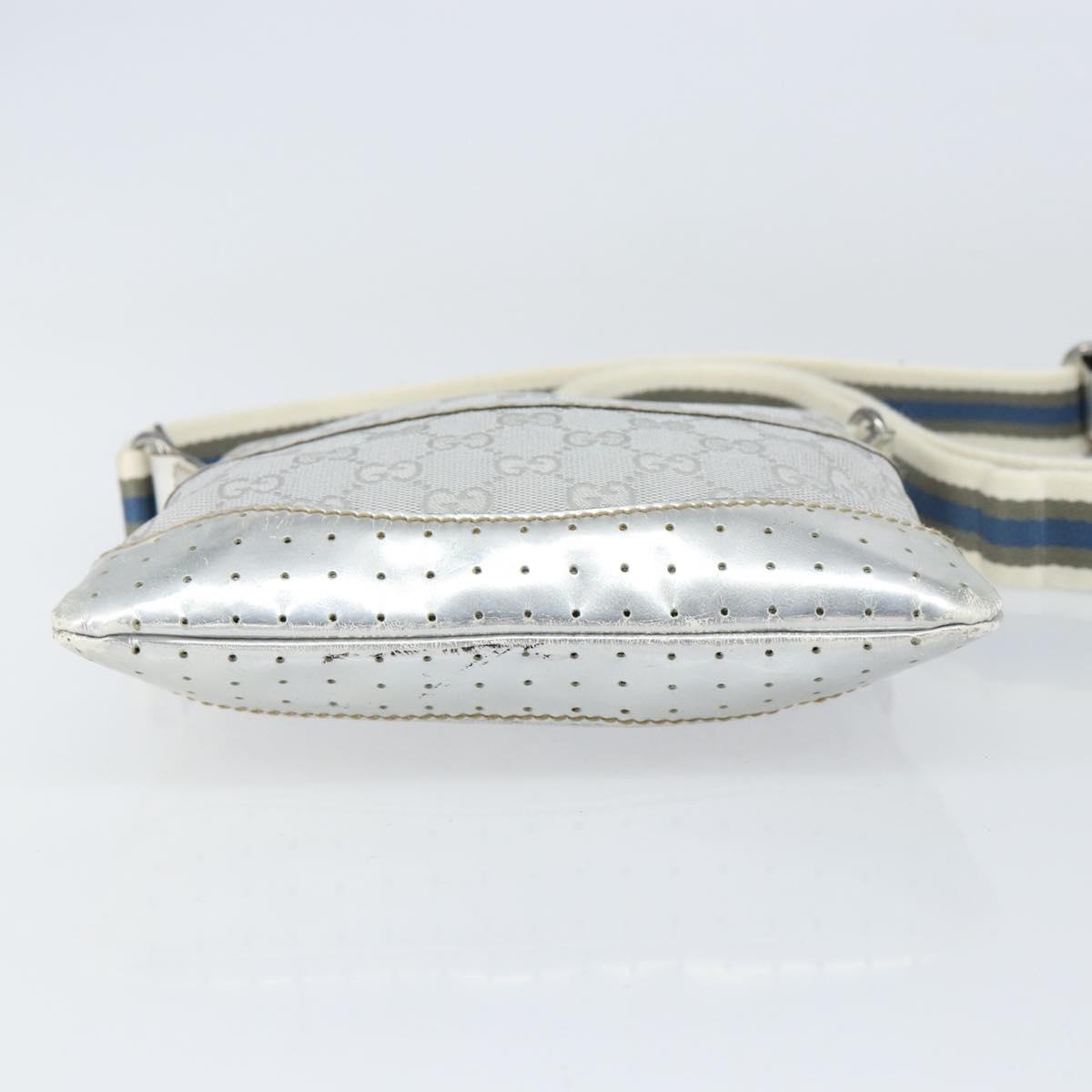 GUCCI GG Canvas Shoulder Bag Silver 147671 Auth 155220