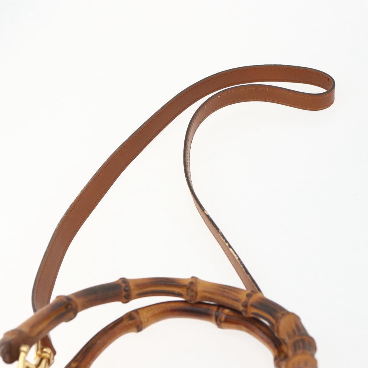 GUCCI Bamboo Hand Bag Leather 2way Brown Gold 000 1274 0290 Auth 155221