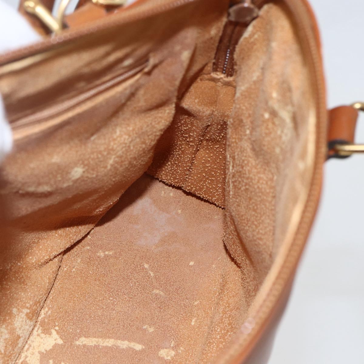 GUCCI Bamboo Hand Bag Leather 2way Brown Gold 000 1274 0290 Auth 155221