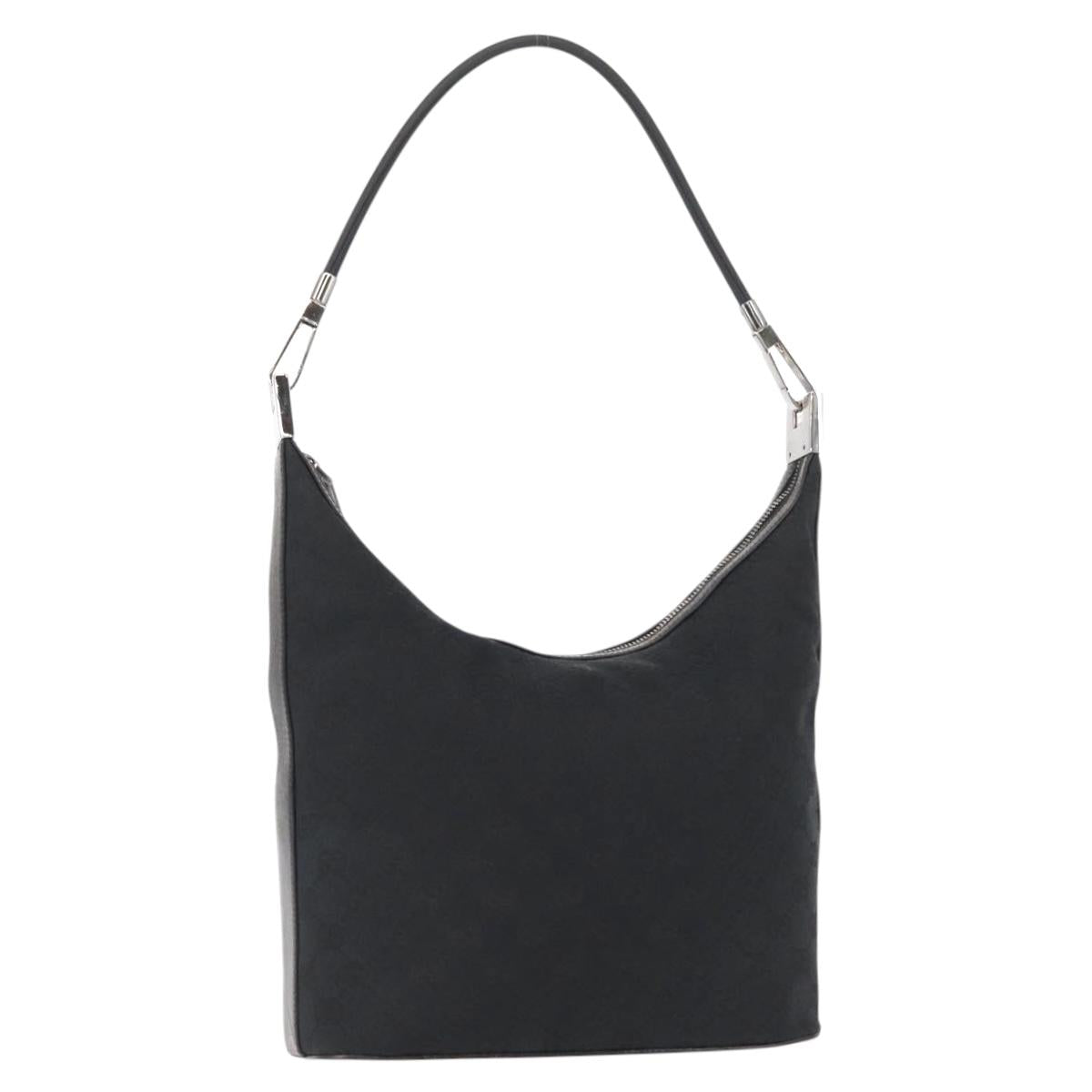 GUCCI GG Canvas Shoulder Bag Black Silver 001 3814 Auth 155222
