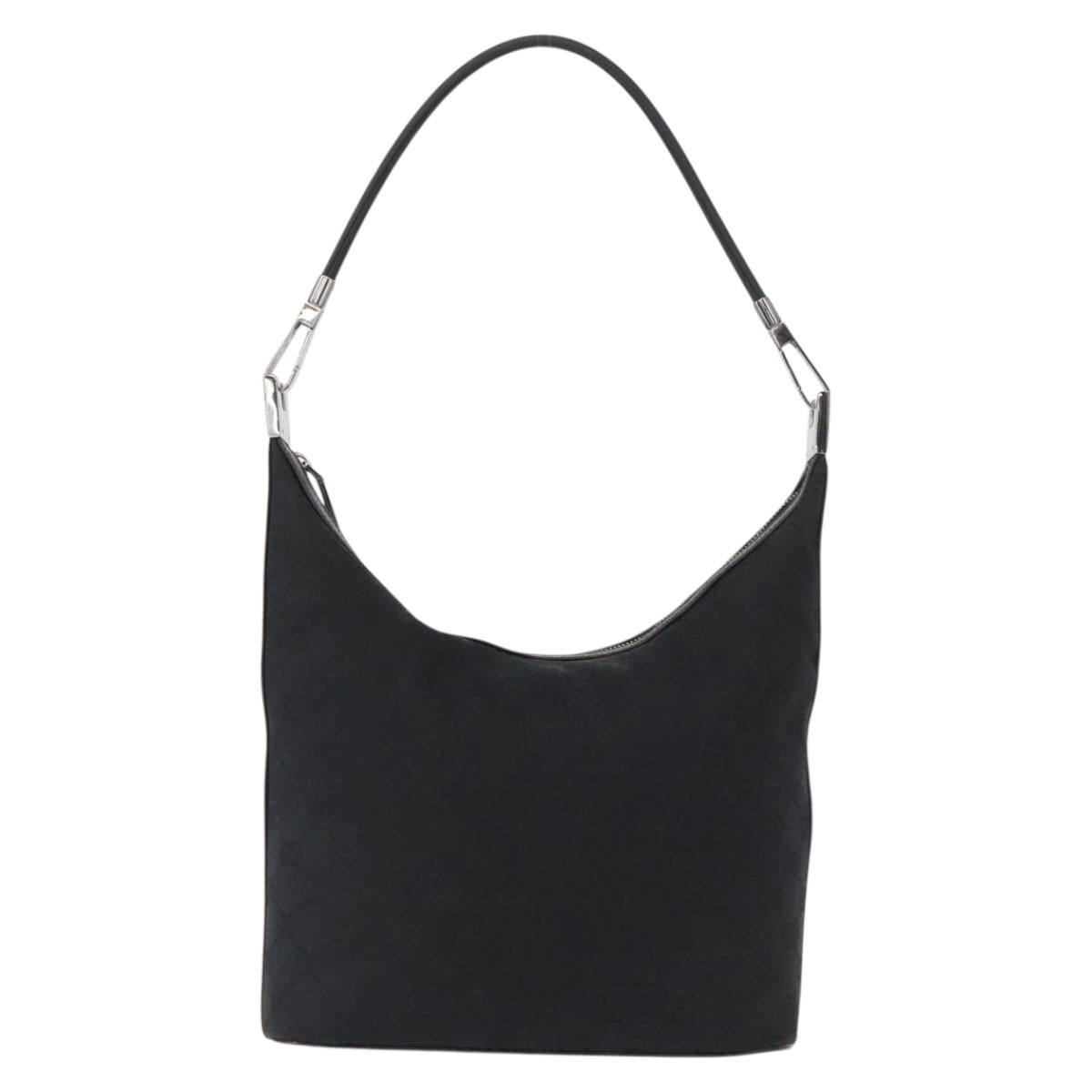 GUCCI GG Canvas Shoulder Bag Black Silver 001 3814 Auth 155222