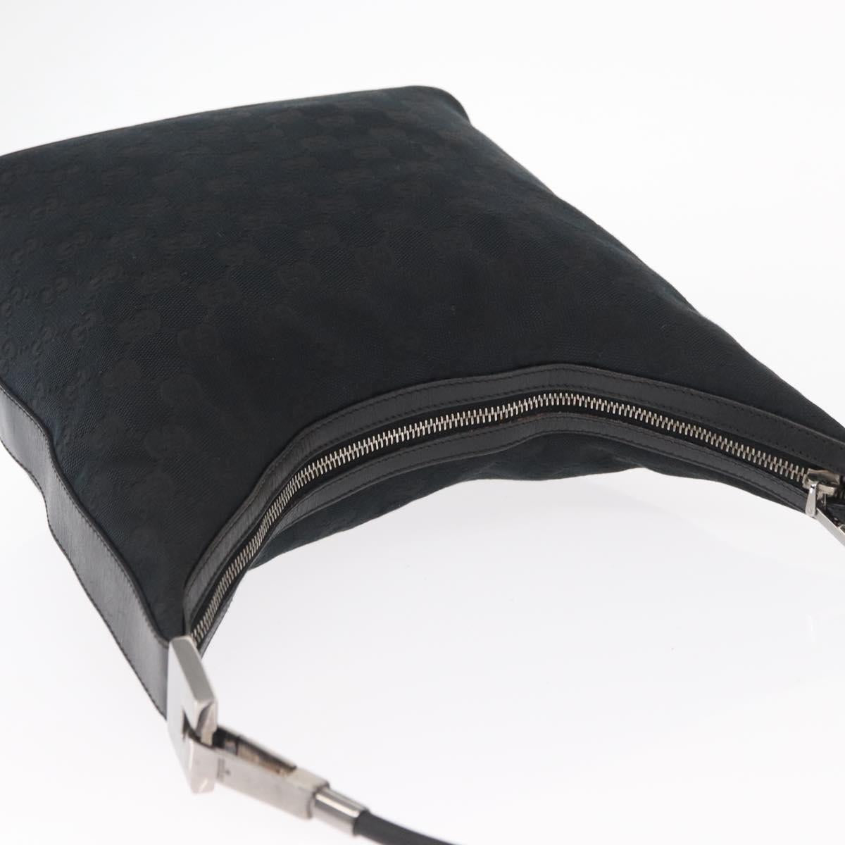 GUCCI GG Canvas Shoulder Bag Black Silver 001 3814 Auth 155222