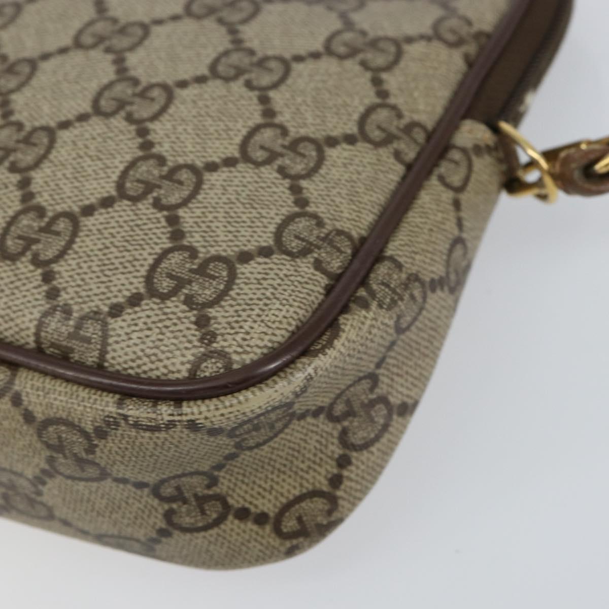 GUCCI GG Supreme Shoulder Bag PVC Beige Gold 97 02 068 Auth 155224