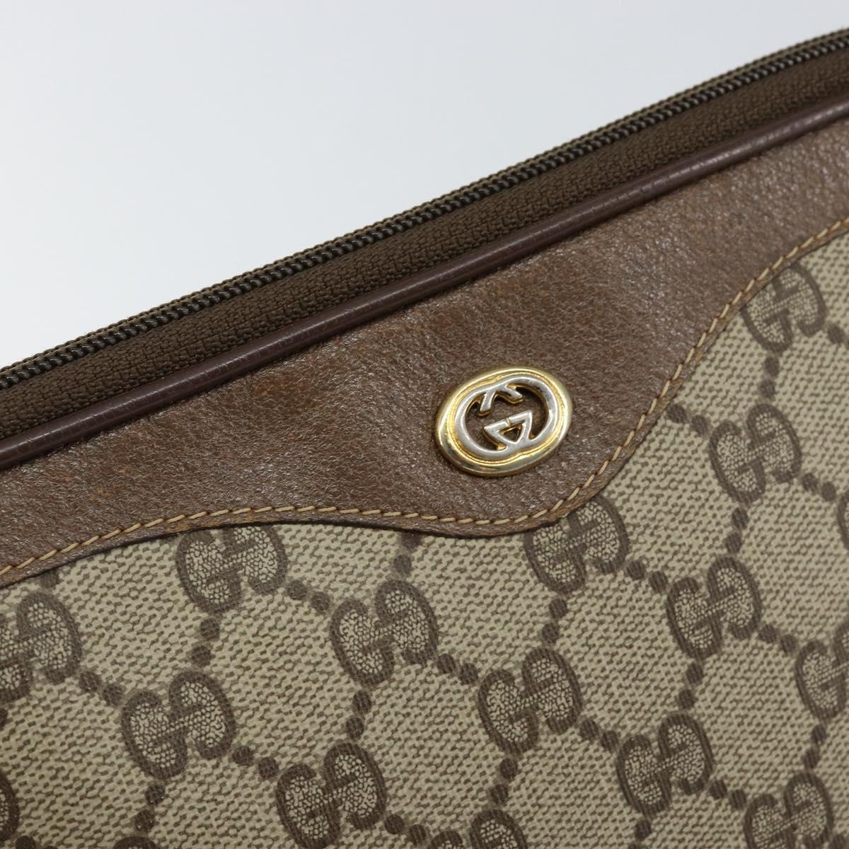 GUCCI GG Supreme Shoulder Bag PVC Beige Gold 97 02 068 Auth 155224