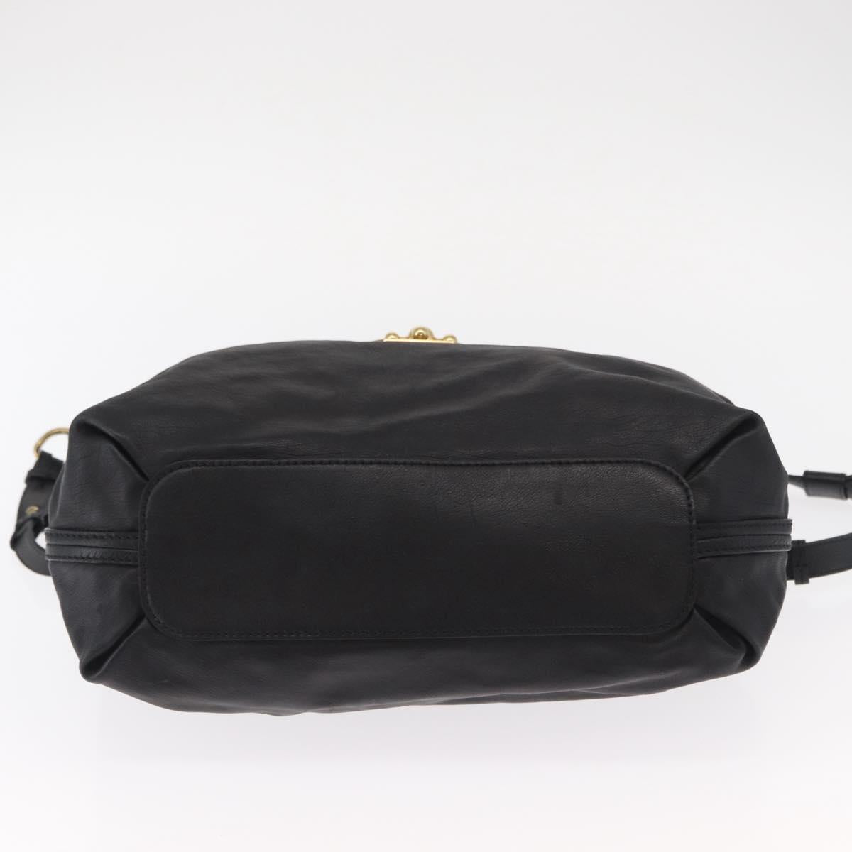Chloe Elsie Hand Bag Leather 2way Black Gold Auth 155225