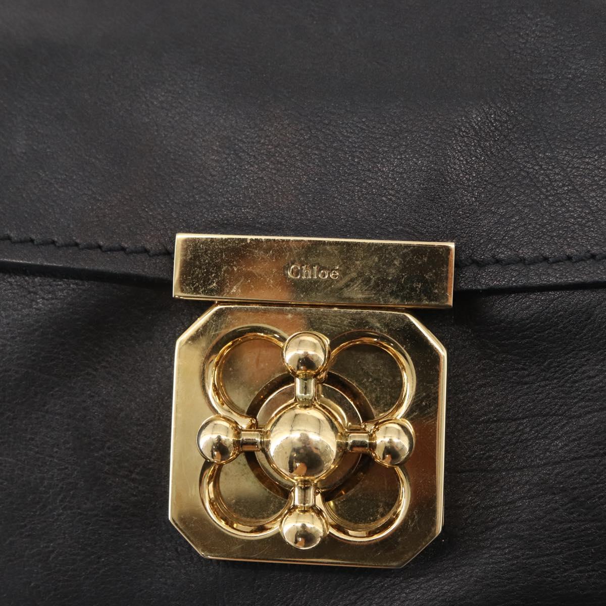 Chloe Elsie Hand Bag Leather 2way Black Gold Auth 155225