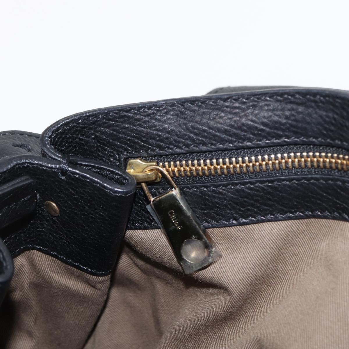 Chloe Elsie Hand Bag Leather 2way Black Gold Auth 155225