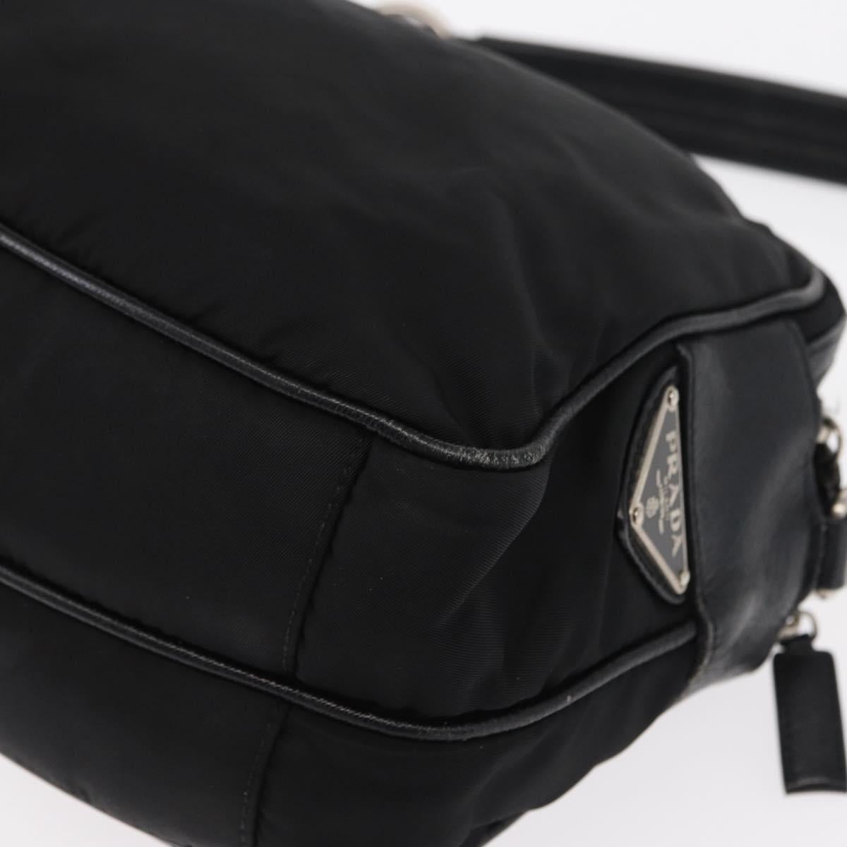 PRADA Shoulder Bag Nylon Black Silver Auth 155226