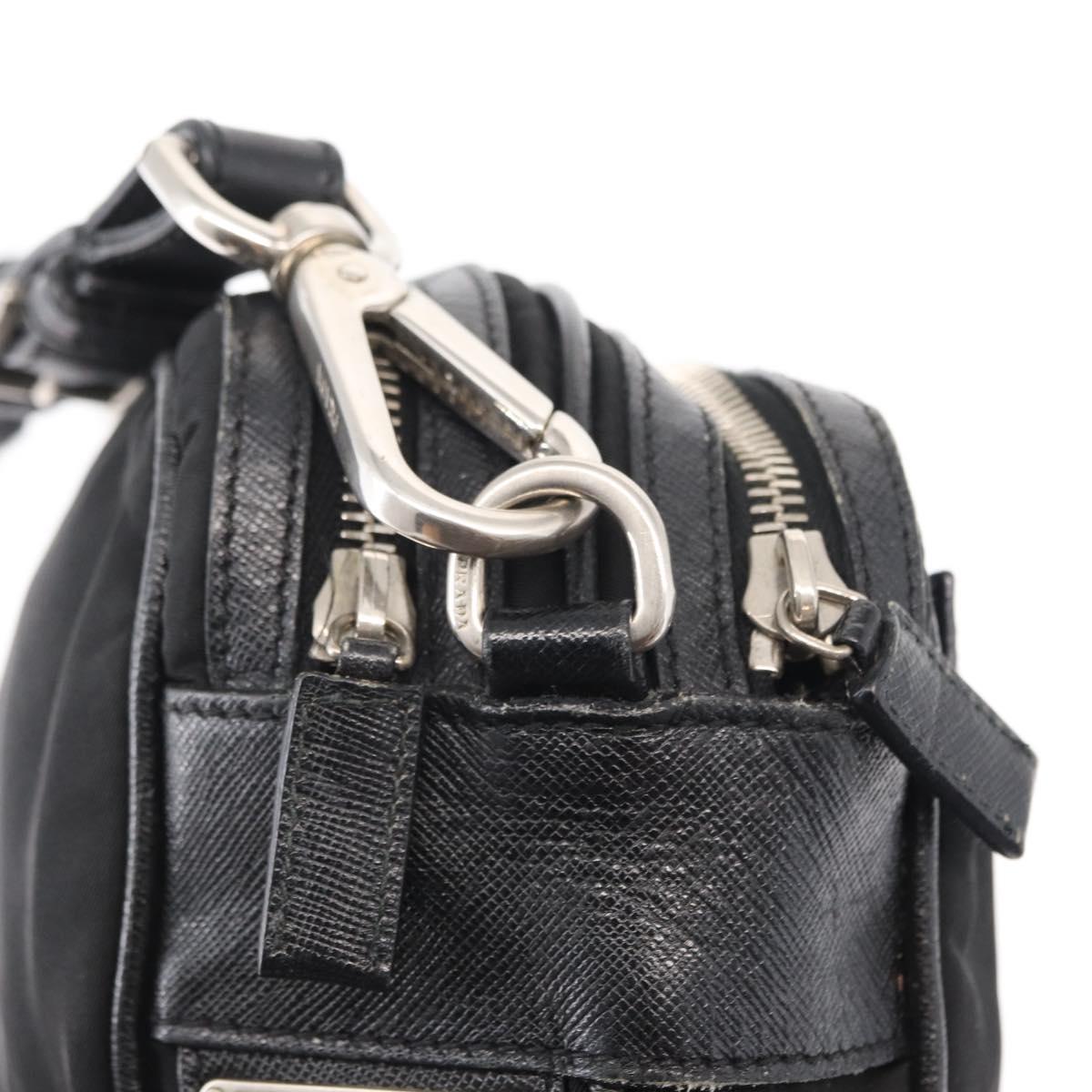 PRADA Shoulder Bag Nylon Black Silver Auth 155226