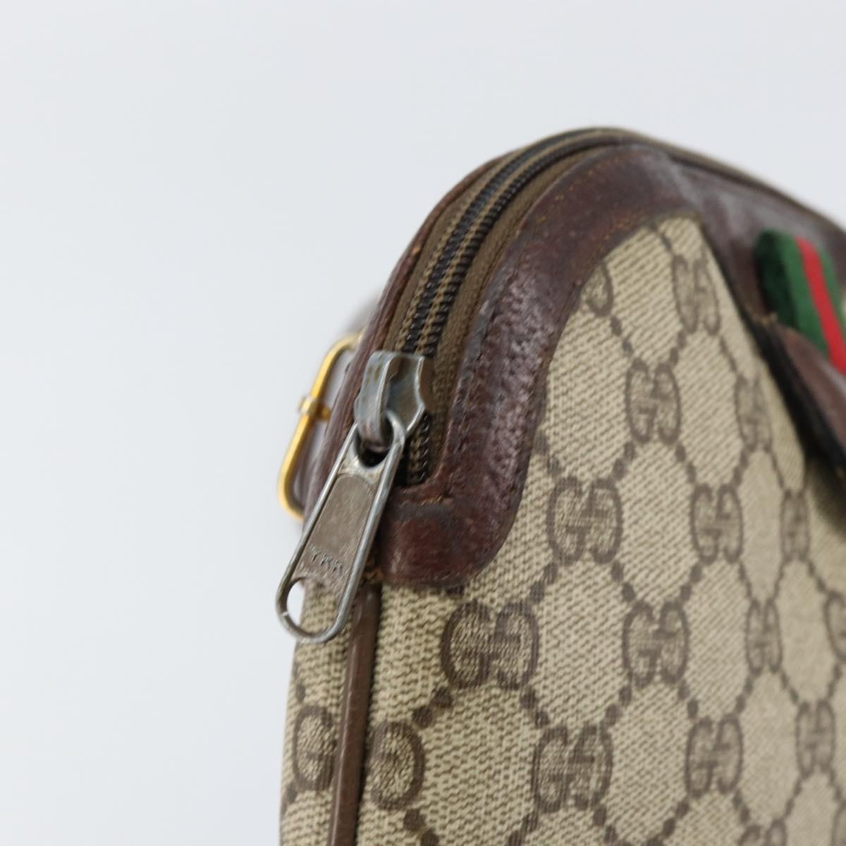 GUCCI GG Supreme Web Sherry Line Shoulder Bag PVC Beige 904 02 047 Auth 155227